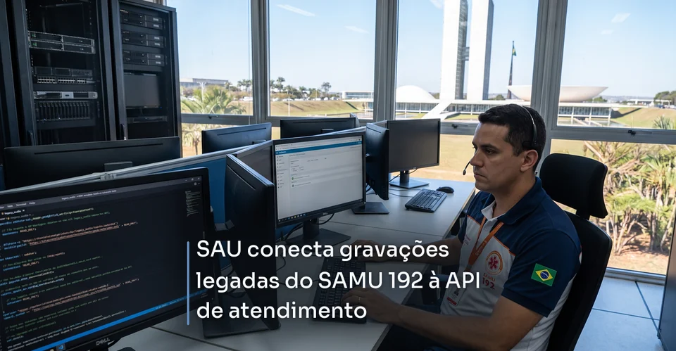 Arte de notícia corporativa para SAU conecta gravações legadas do SAMU 192 à API de atendimento