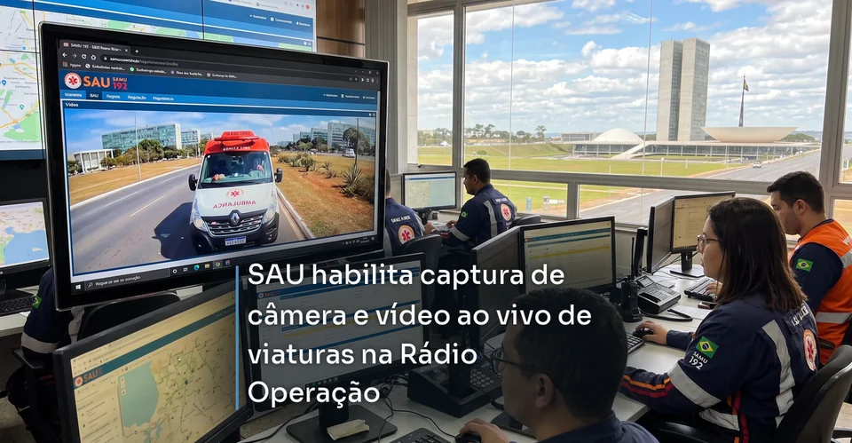 Arte de notícia corporativa para SAU habilita captura de câmera e vídeo ao vivo de viaturas na Rádio Operação