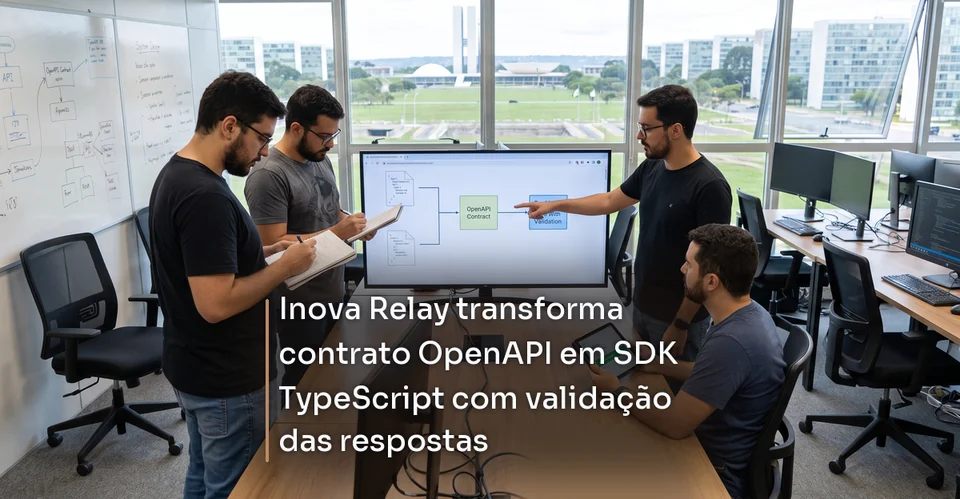 Arte de notícia corporativa para Inova Relay transforma contrato OpenAPI em SDK TypeScript com validação das respostas