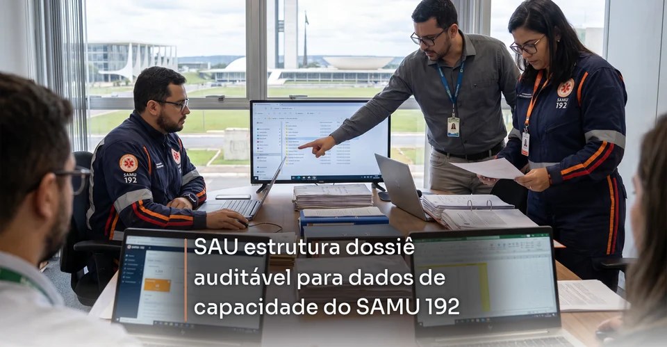 Arte de notícia corporativa para SAU estrutura dossiê auditável para dados de capacidade do SAMU 192