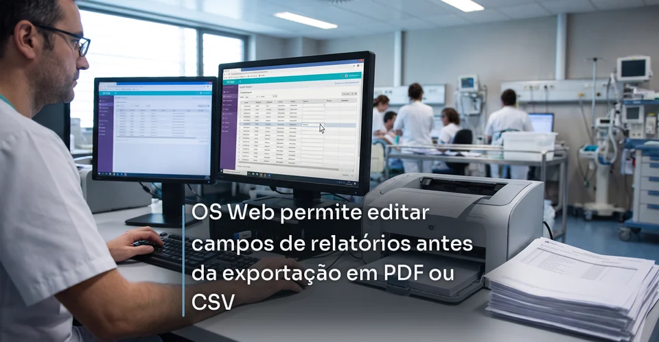 Arte de notícia corporativa para OS Web permite editar campos de relatórios antes da exportação em PDF ou CSV