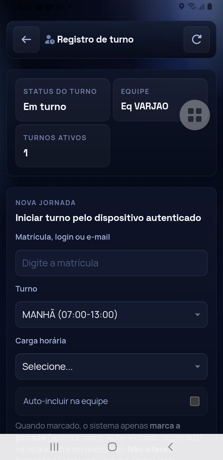 Registro e início de turno da equipe — app SAU 360 / SAMU 192
