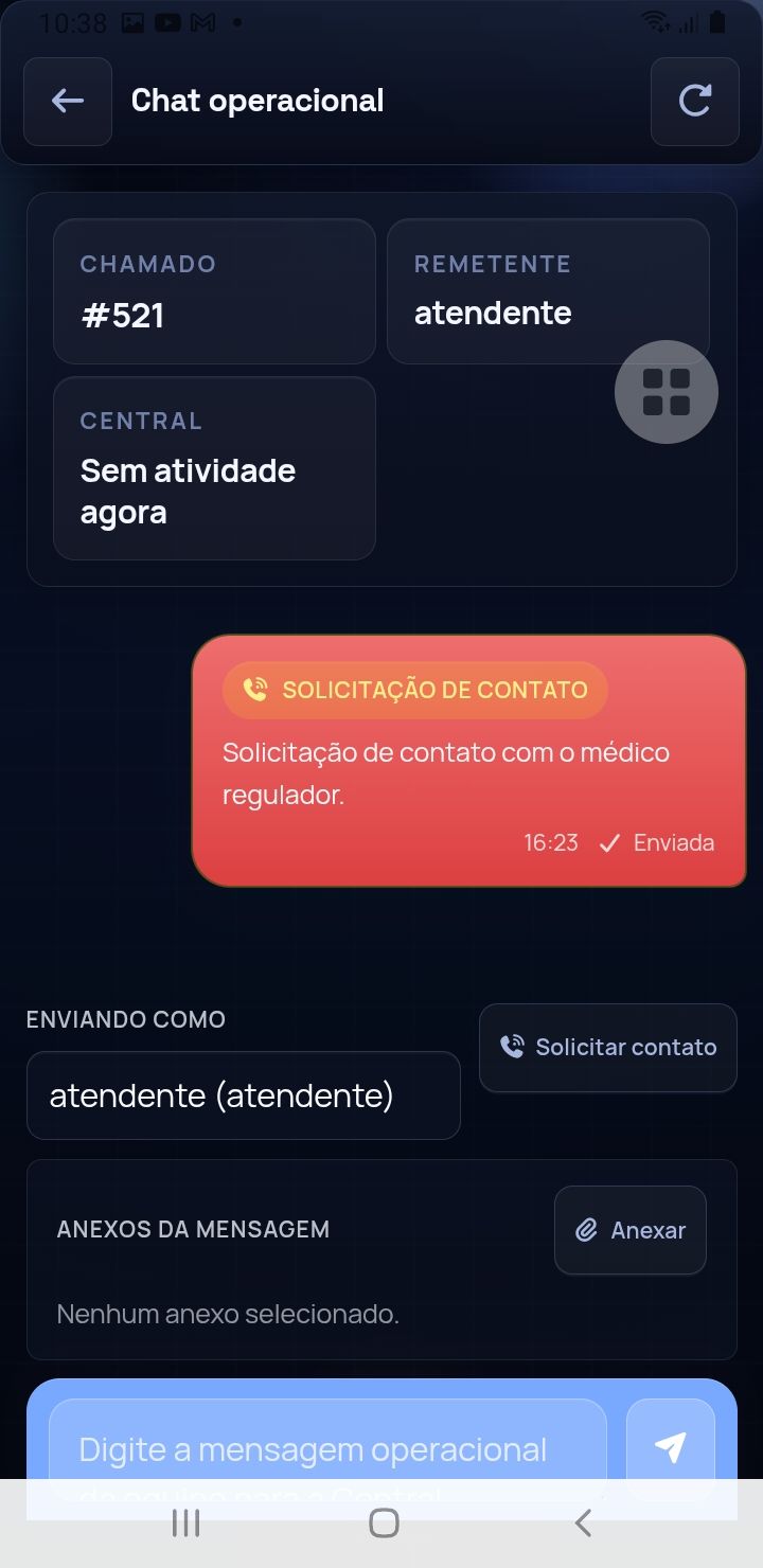 Chat operacional com o médico regulador — app SAU 360 / SAMU 192