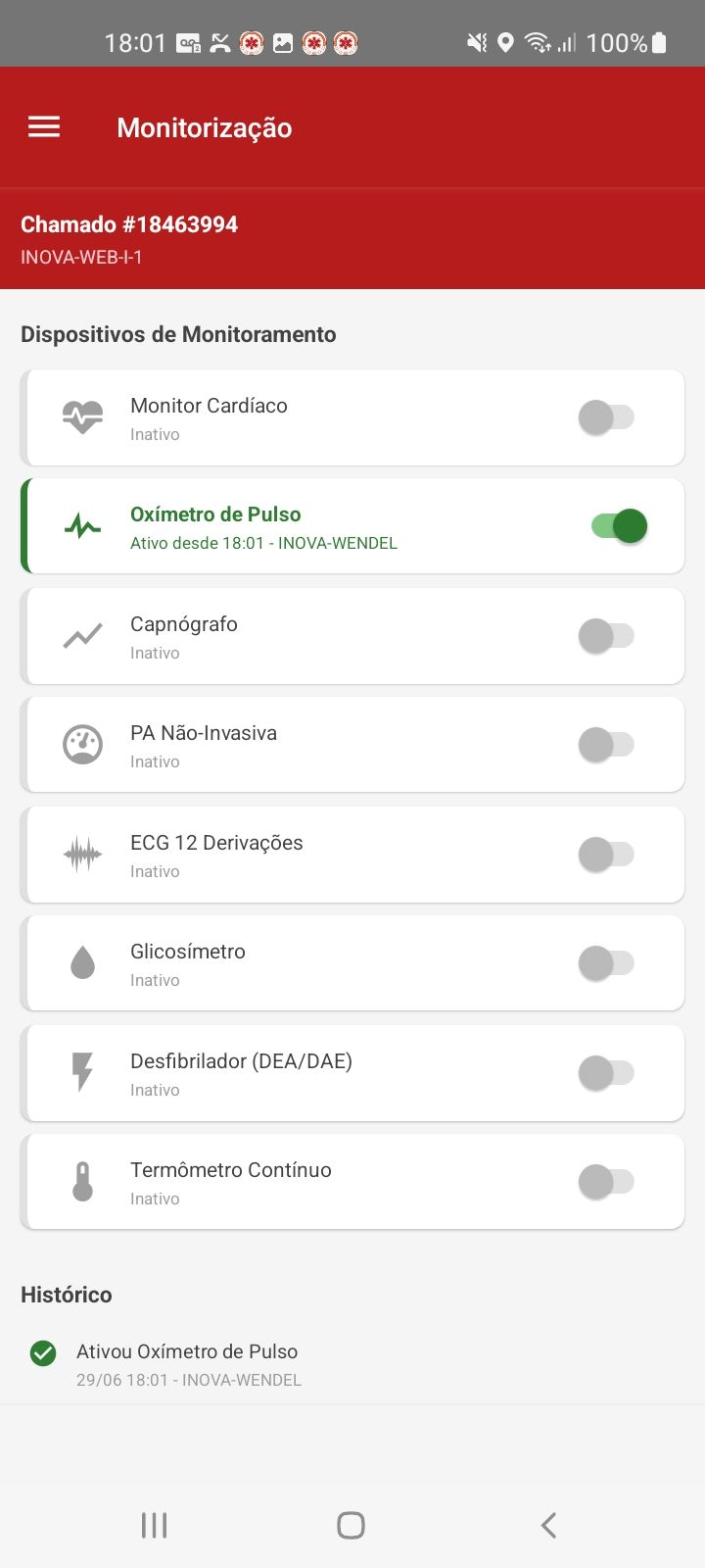Monitorização de dispositivos em tempo real — app SAU 360 / SAMU 192