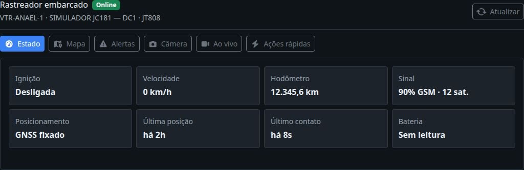 Telemetria veicular — estado do rastreador embarcado — app SAU 360 / SAMU 192