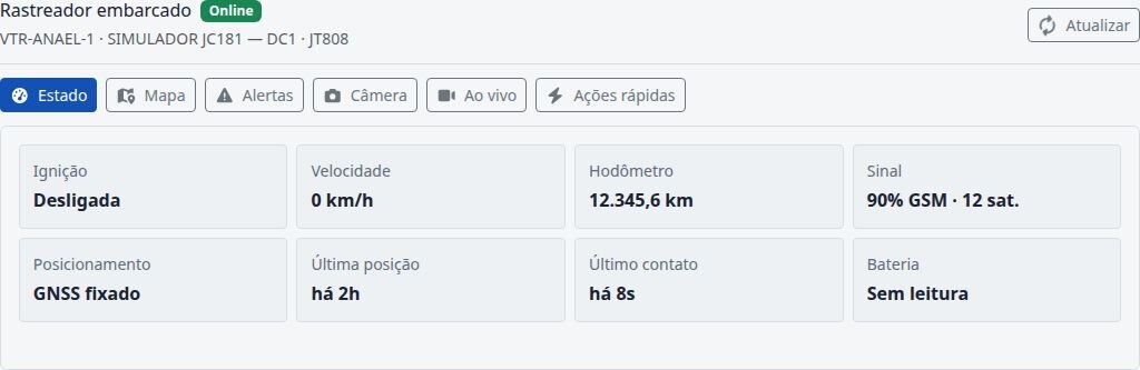 Telemetria veicular — estado do rastreador embarcado — app SAU 360 / SAMU 192