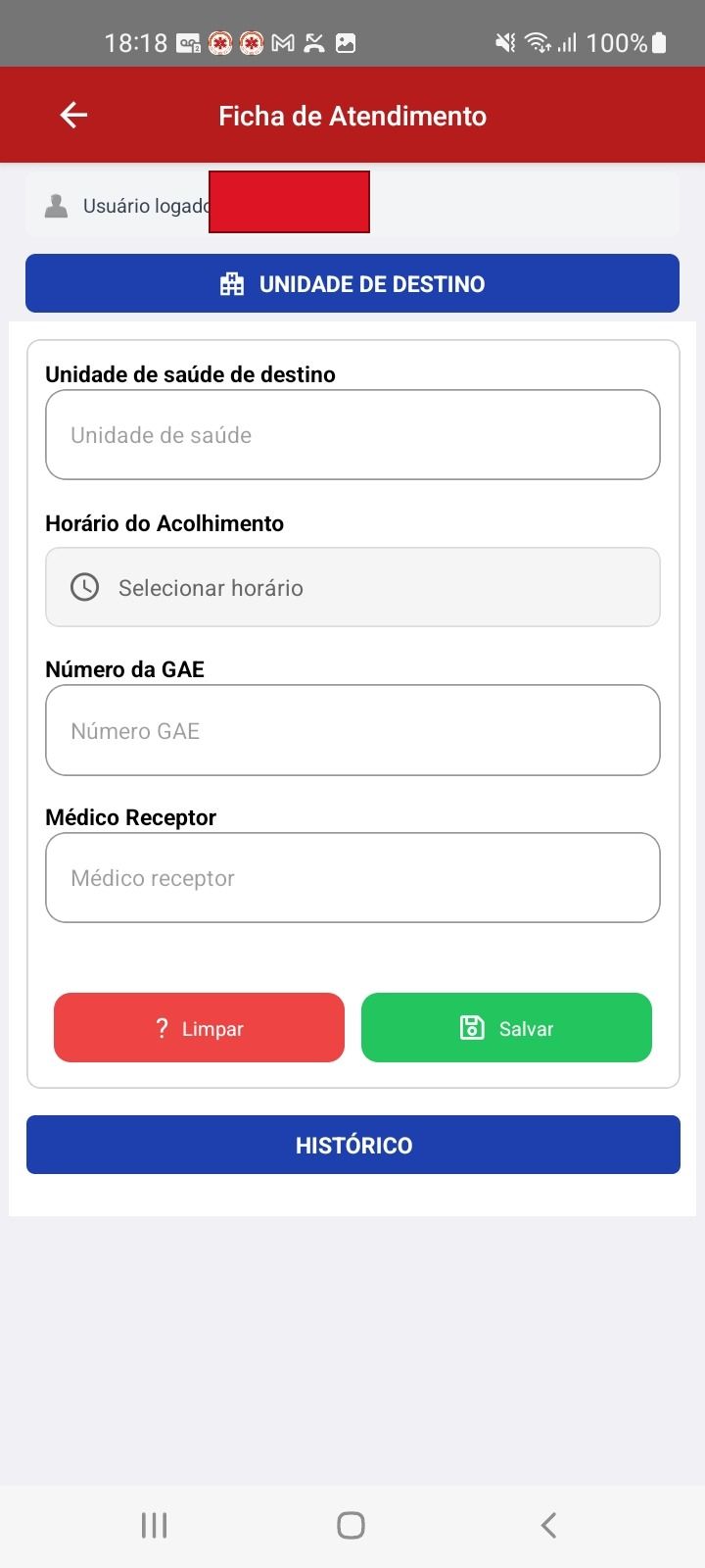 Encaminhamento à unidade de destino — app SAU 360 / SAMU 192