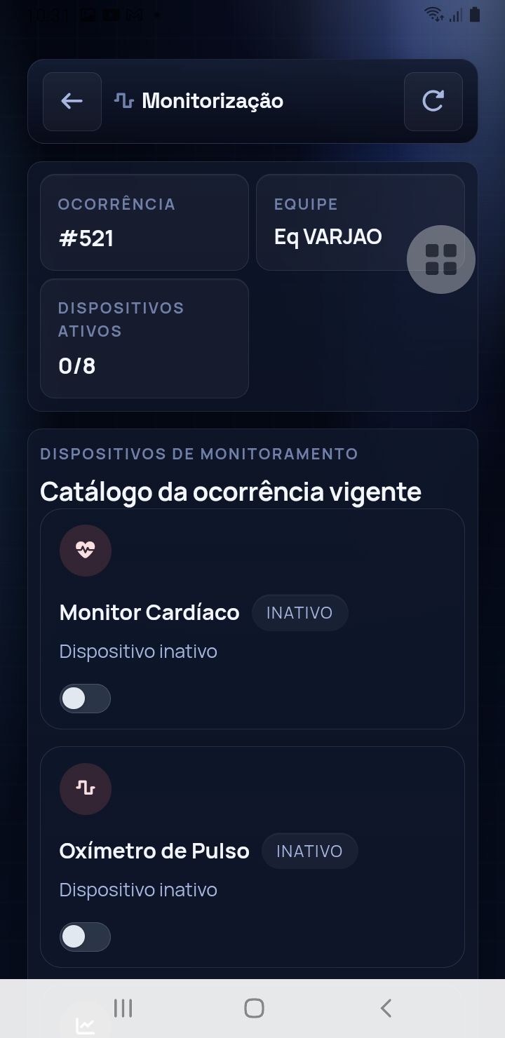Monitoração de dispositivos da ocorrência — app SAU 360 / SAMU 192