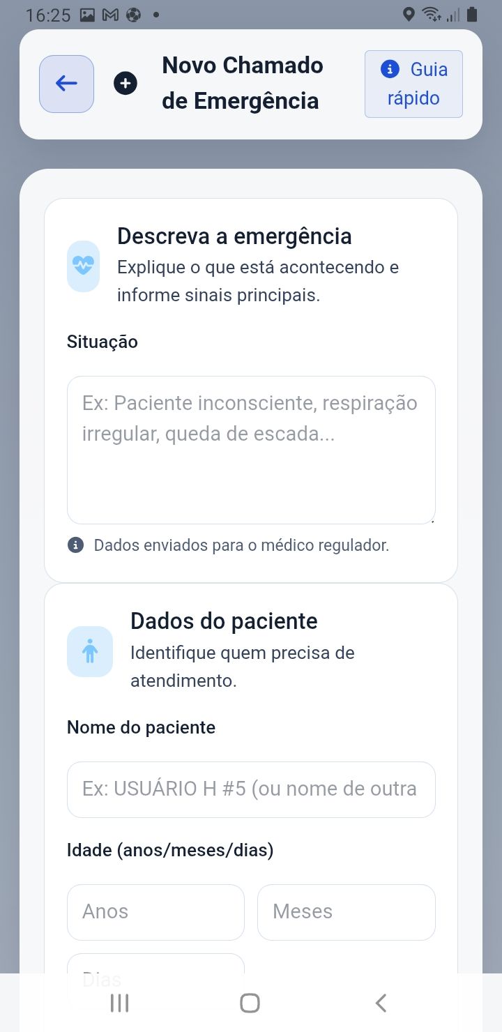 Abertura de chamado de emergência — app SAU 360 / SAMU 192