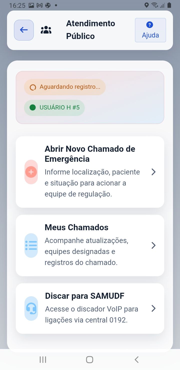 Atendimento público com chamados — app SAU 360 / SAMU 192