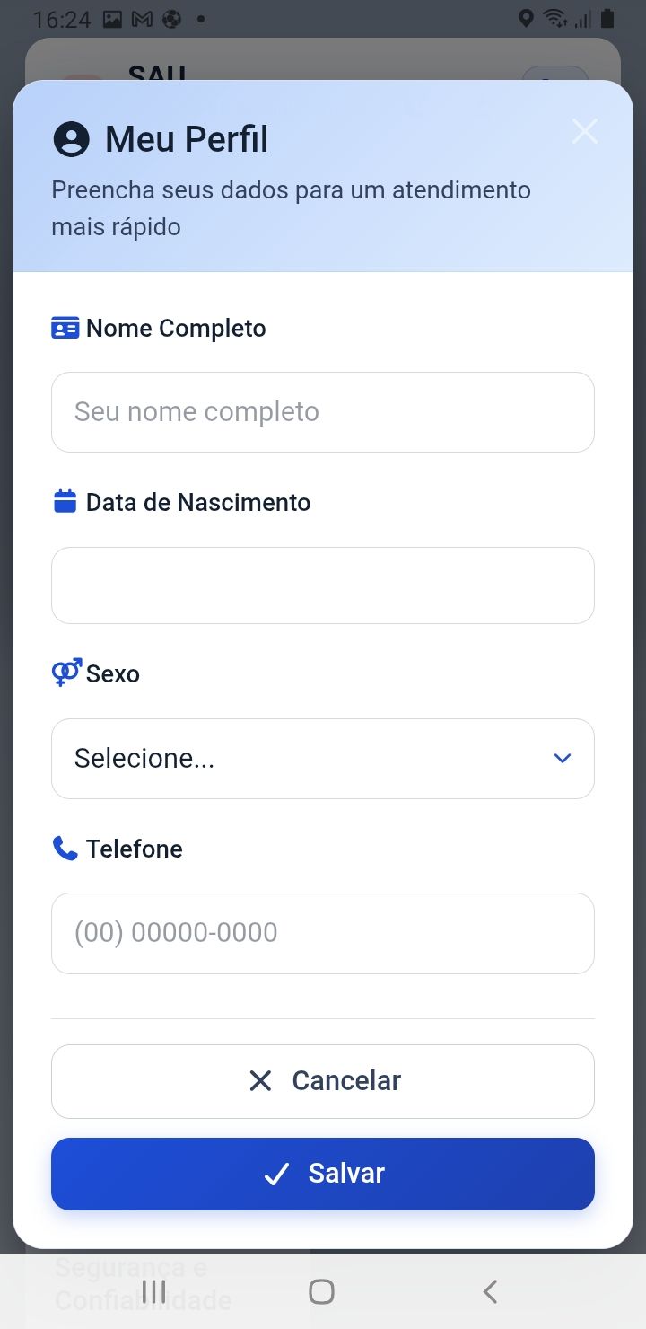 Perfil do cidadão para atendimento rápido — app SAU 360 / SAMU 192